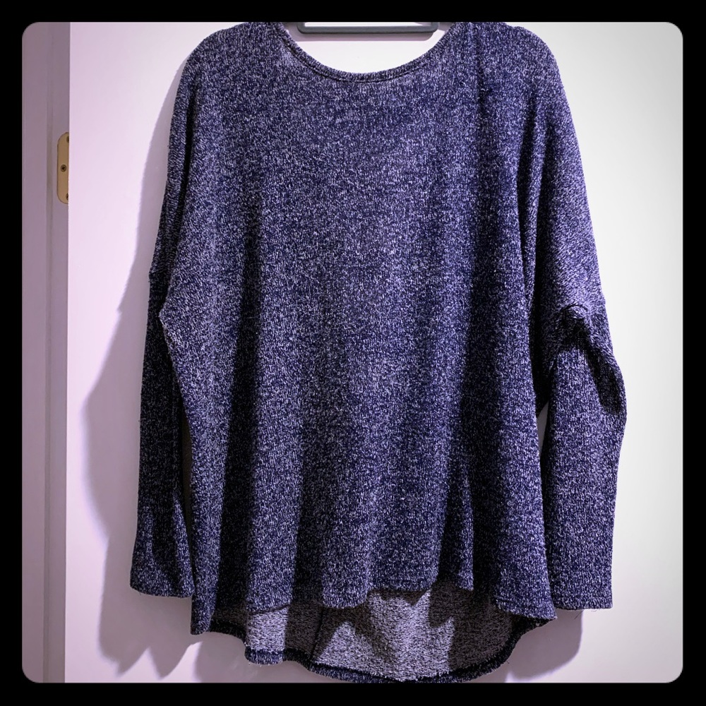 Navy and white speckled shirt with Aztec back